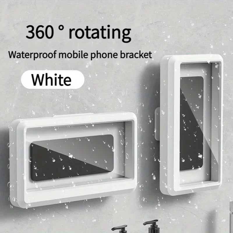 Waterproof Shower Phone Holder 360° Rotation Adjustable Wall Mount Mobile Phone Case For Bathroom Kitchen Bracket Stand