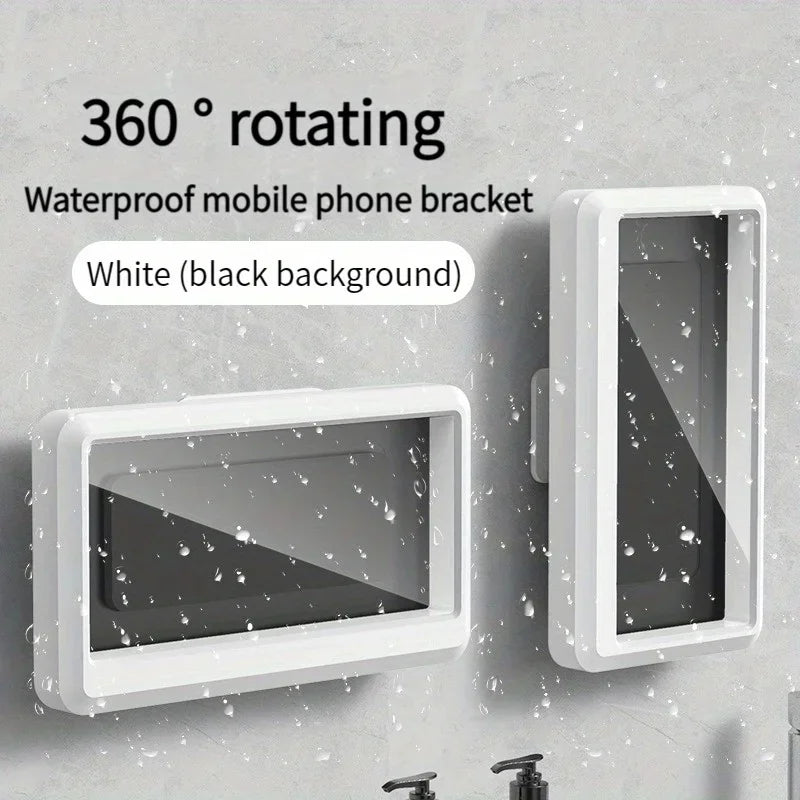 Waterproof Shower Phone Holder 360° Rotation Adjustable Wall Mount Mobile Phone Case For Bathroom Kitchen Bracket Stand
