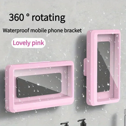 Waterproof Shower Phone Holder 360° Rotation Adjustable Wall Mount Mobile Phone Case For Bathroom Kitchen Bracket Stand