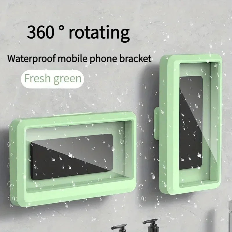 Waterproof Shower Phone Holder 360° Rotation Adjustable Wall Mount Mobile Phone Case For Bathroom Kitchen Bracket Stand