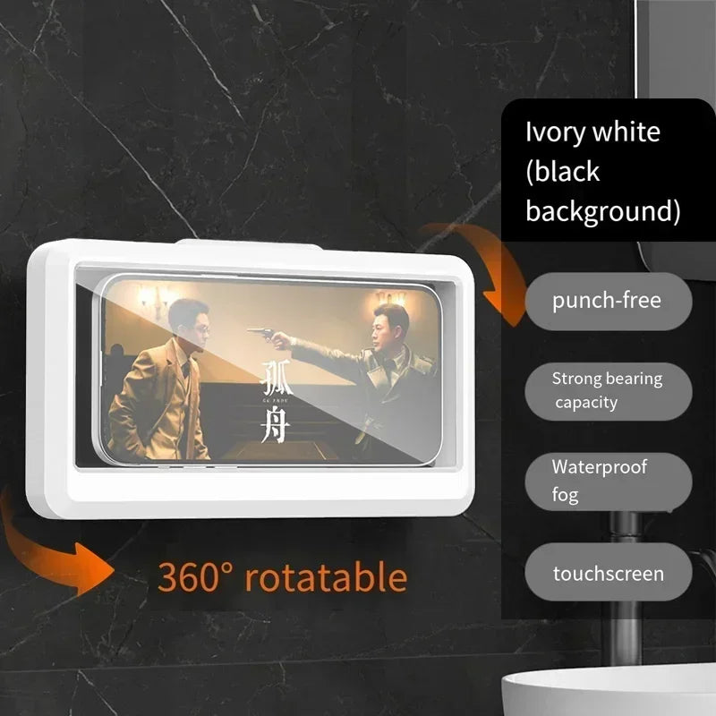 Waterproof Shower Phone Holder 360° Rotation Adjustable Wall Mount Mobile Phone Case For Bathroom Kitchen Bracket Stand